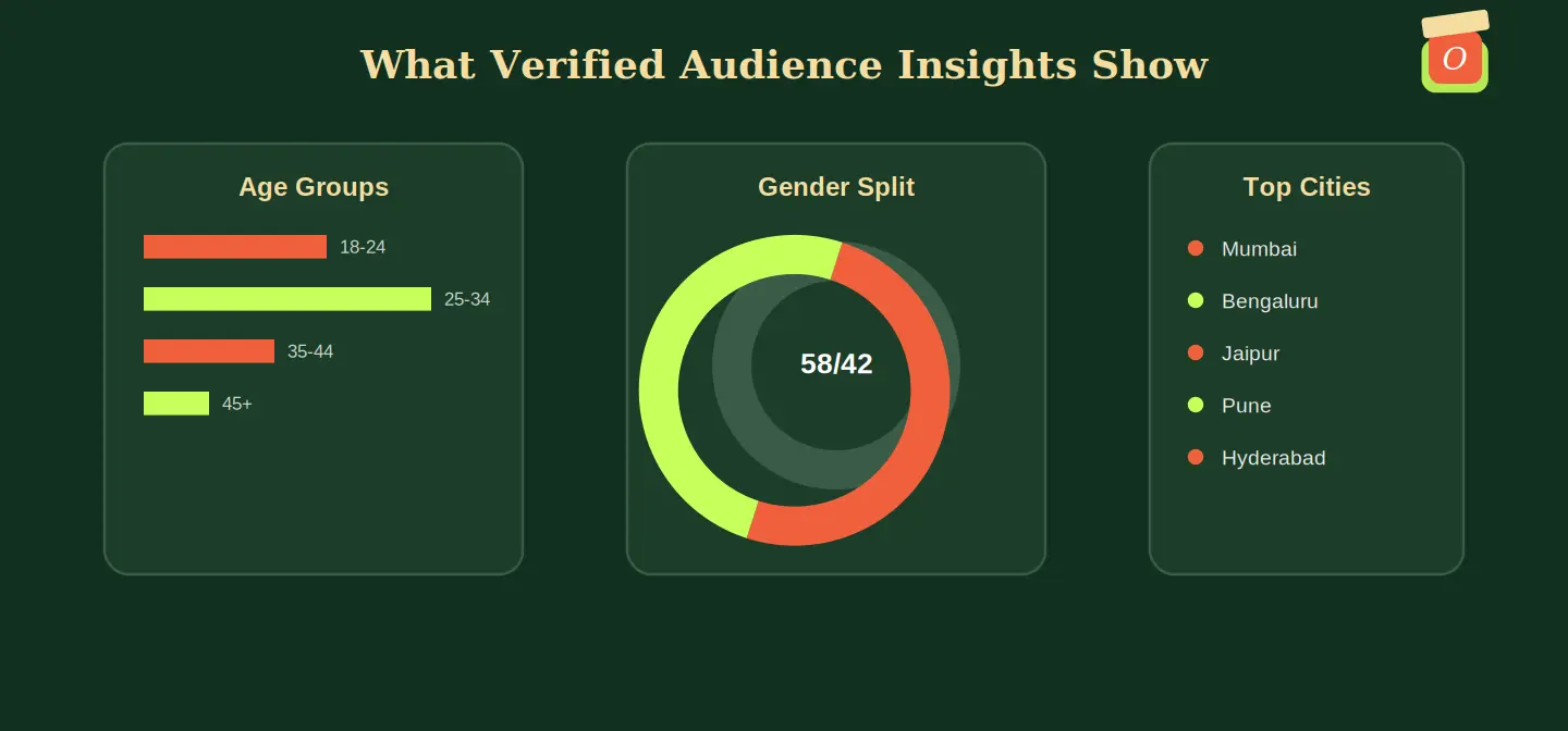 Diagram showing why influencer analytics matter through age gender and city audience breakdowns